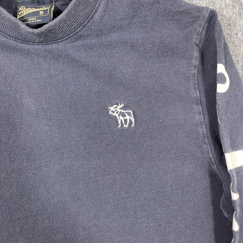 Y2K Abercrombie & Fitch Long Sleeve Shirt Mens Small Blue Muscle Fit Moose Logo - Picture 6 of 6
